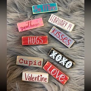 9 Valentines Tiered Tray Word Blocks Stacking Rustic Farmhouse Distressed